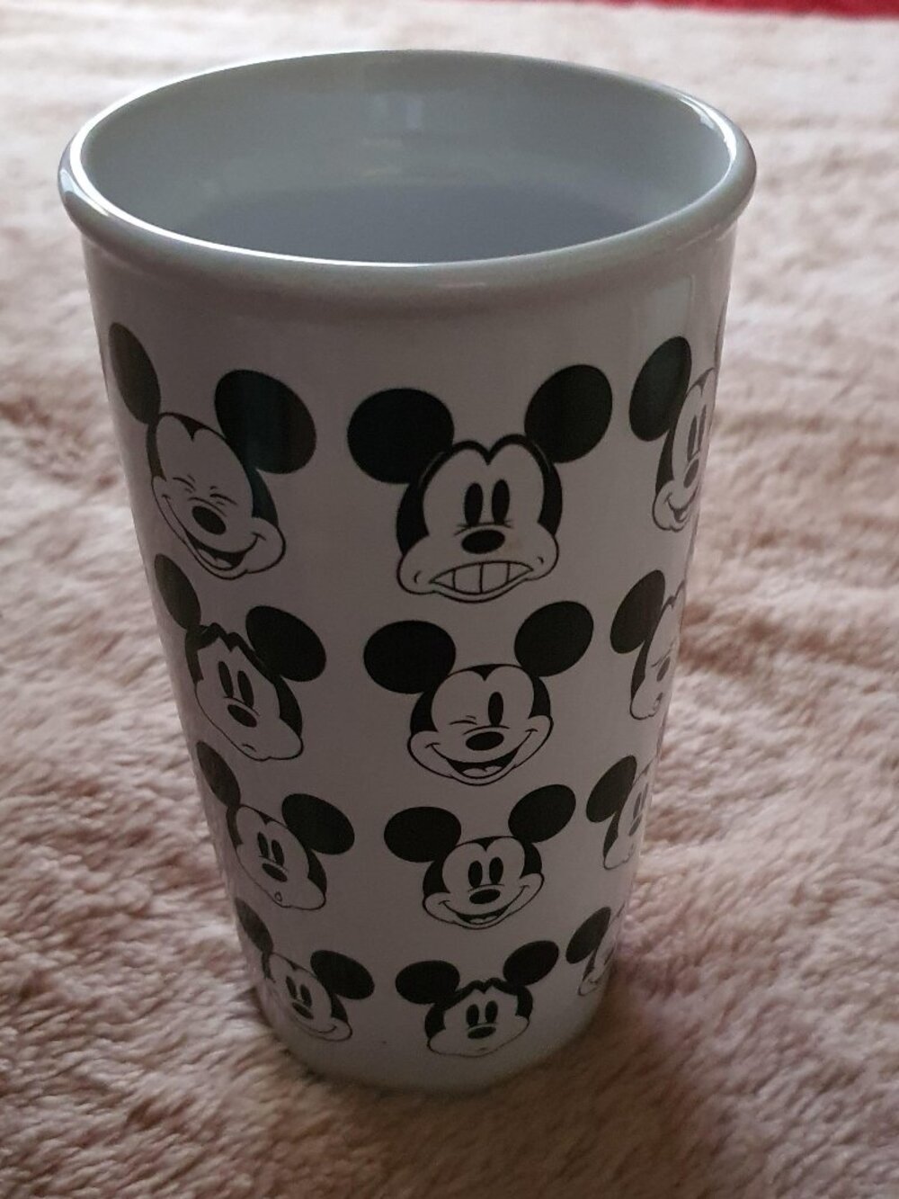 Disney Store Faces of Mickey Travel Tumbler Black & White Ceramic